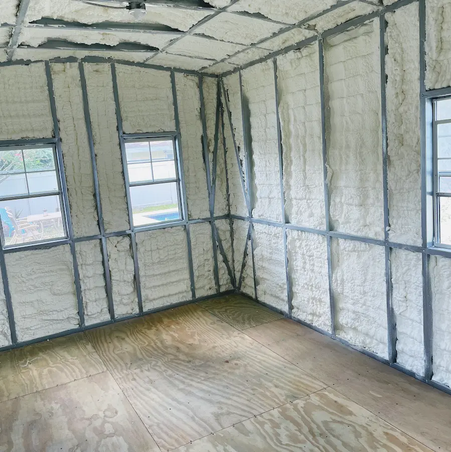 Closed-cell spray foam insulation applied to wall cavities in a residential project in Hillsdale